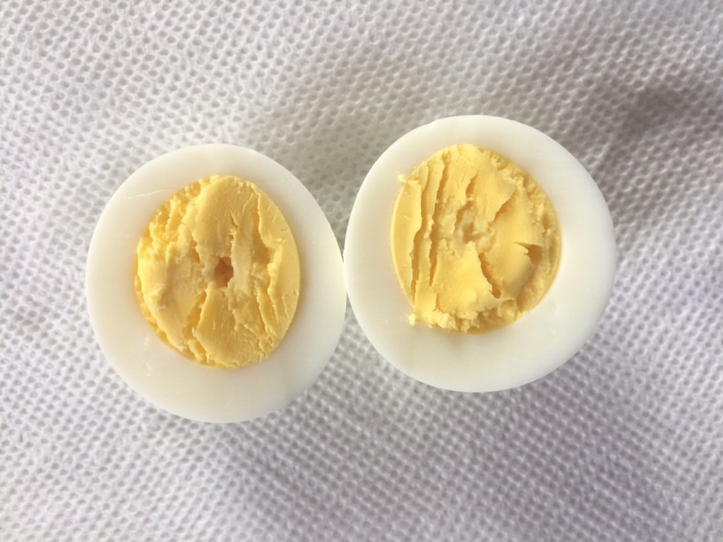 Bright whites and creamy yolks with no blue ring!
