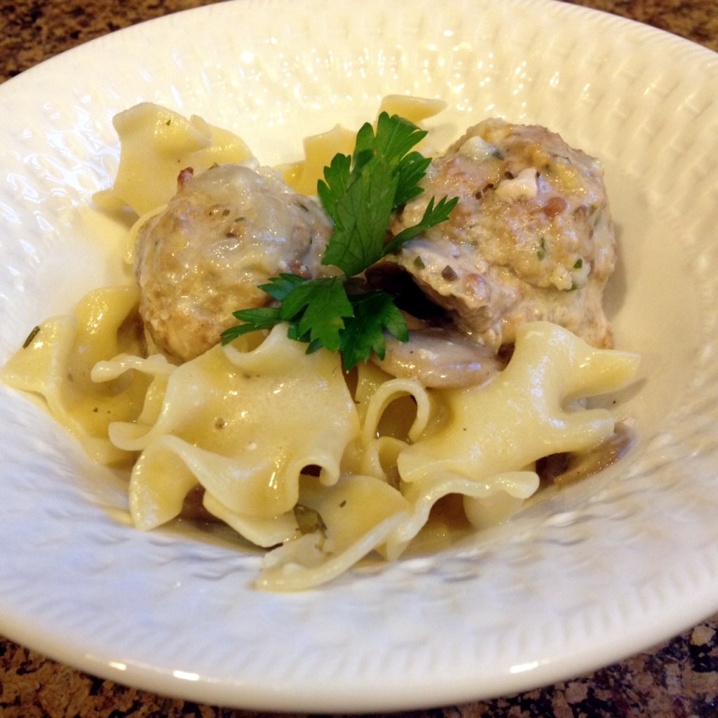 Creamy Egg Noodles with Turkey Meatballs
