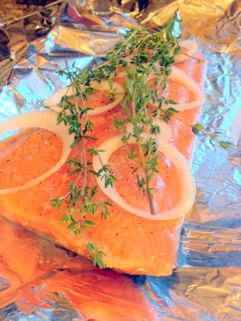 Fresh thyme, like I used in this Roasted Salmon recipe, can be frozen and used all winter long in soups, sauces, stews and more!